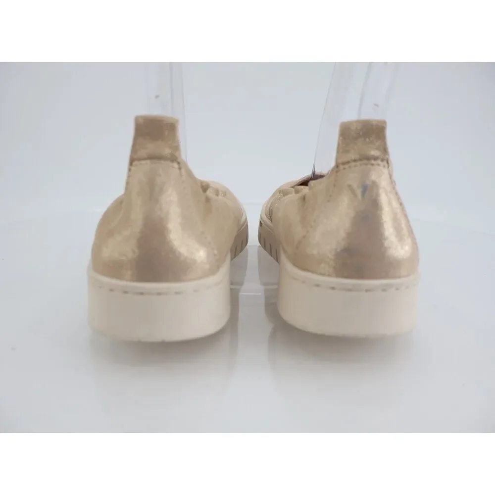 Vionic Uptown Ballet Flat Women 8 Gold Metallic Leather Slip On Platform Shoes